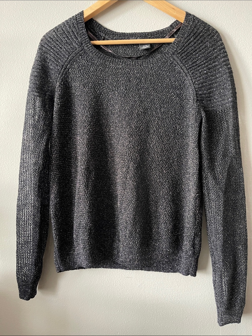 DKNY jeans Y2K new Metallic Black Crewneck Linen Sweater